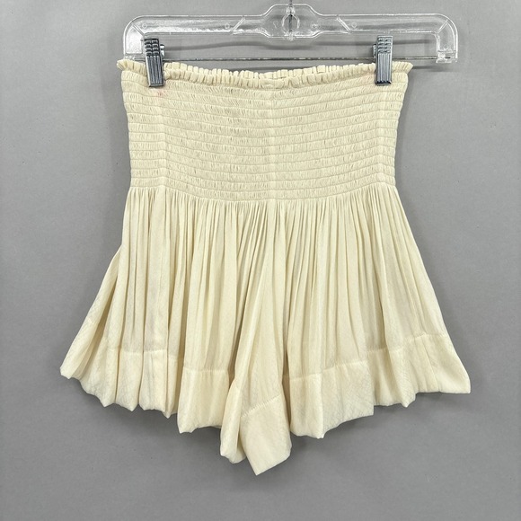 Koch Shorts Womens XS White Smocked High Waist Flowy Pleated Made In USA - Picture 8 of 11